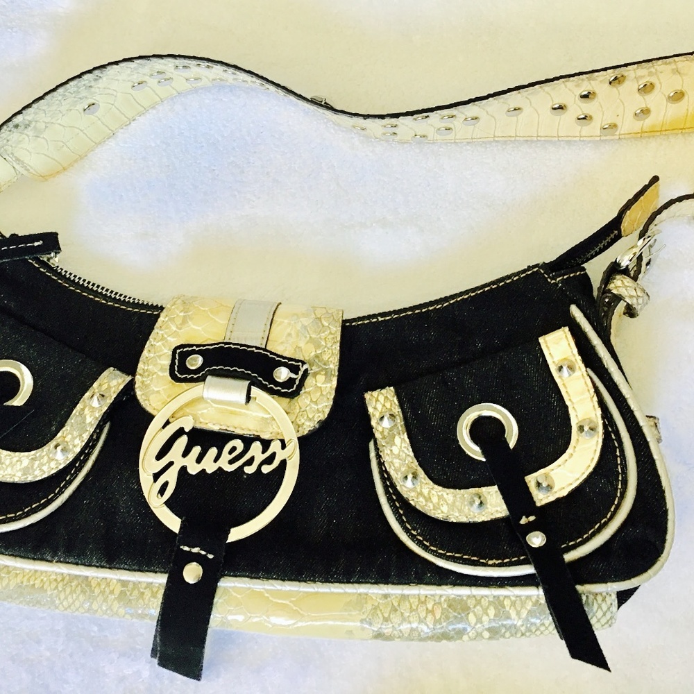 GUESS PURSE WOMEN'S BAGS & HANDBAGS BLACK/BEIGE